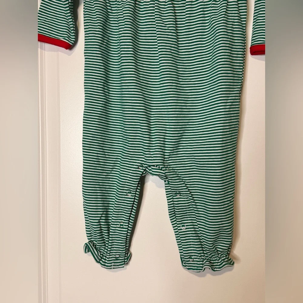 Stitchy Fish Gracie Romper Red and Green Stripe Holiday Size 12 Months